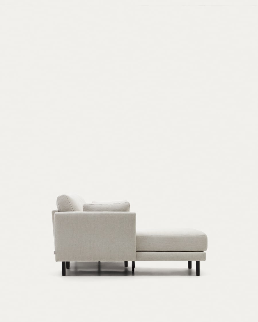 Gilma 3 seater sofa w/ right/left-hand chaise longue, chenille pearl with black legs, 260 cm