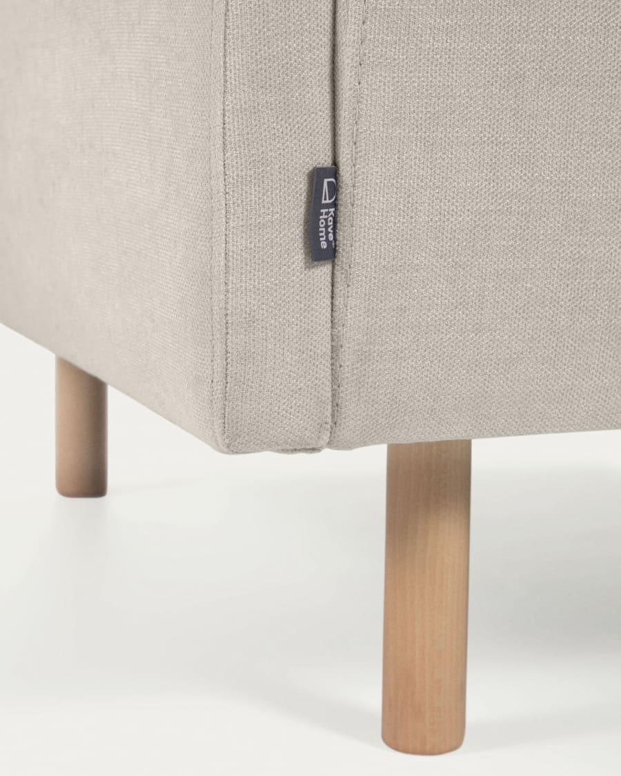 Canapé Gilma 2 places beige avec pieds finition naturelle 170 cm