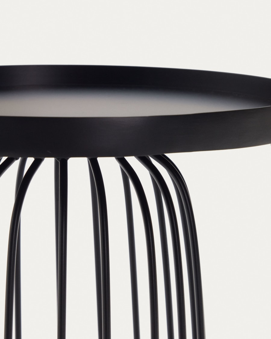 Dilva set of 2 metal side tables with painted matte black finish, Ø 36 cm