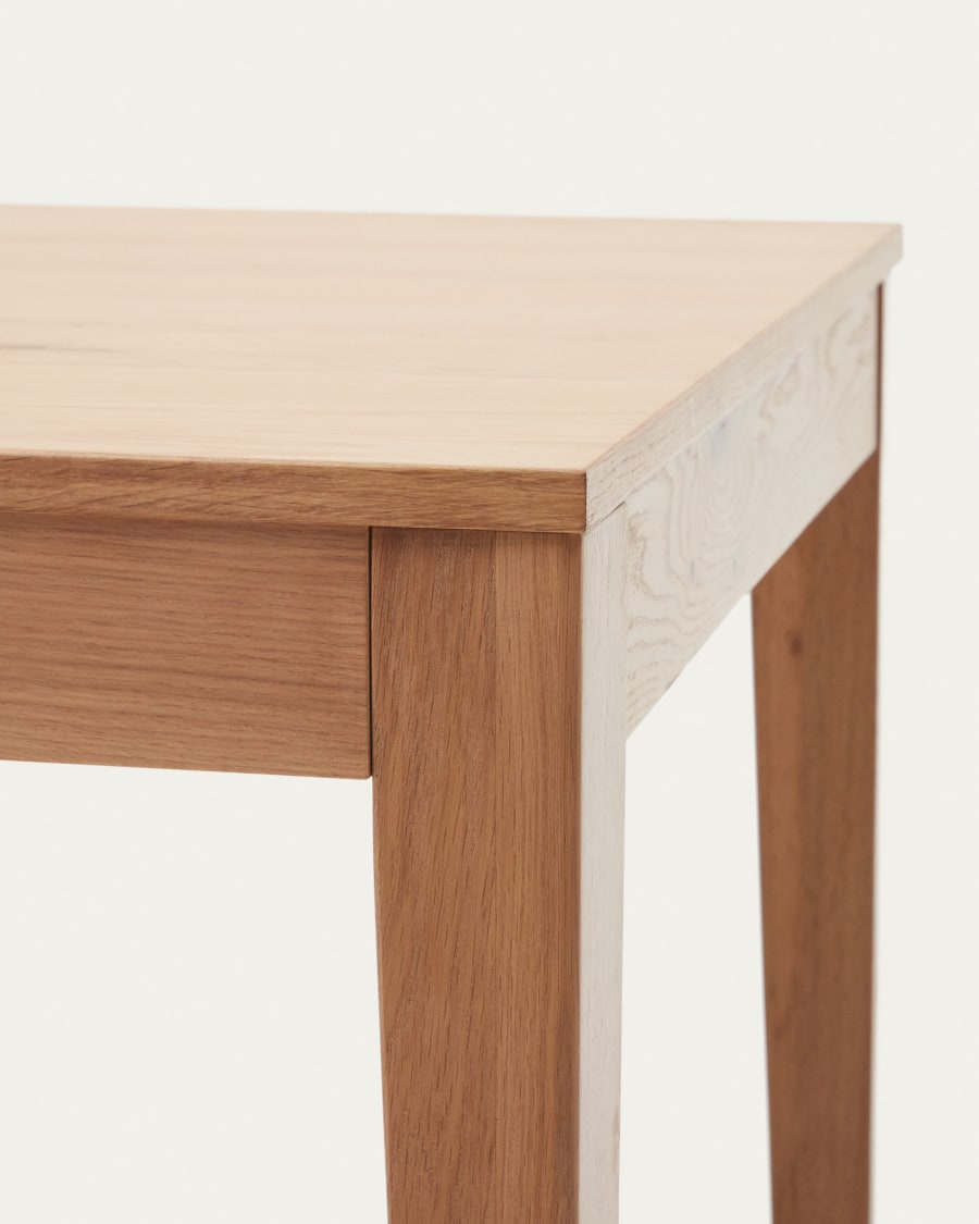 Yain extendable table with oak veneer and solid oak, 160 (220) x 80 cm