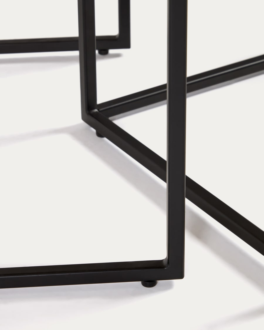 Yoana set of 2 nesting side tables with a walnut veneer and black painted metal structure
