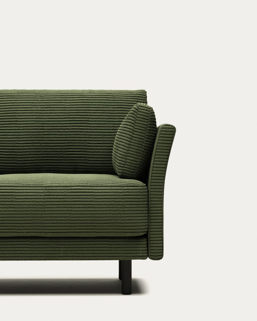 Gilma 2 seater sofa in green wide seam corduroy with black finish legs, 170 cm FR