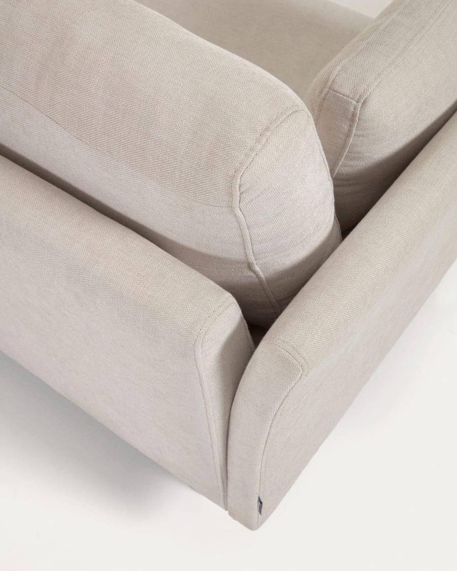 3θ καναπές Gilma με ανάκλινδρο αριστερά/δεξιά, μπεζ, πόδια σε φυσικό φινίρισμα, 261 εκ