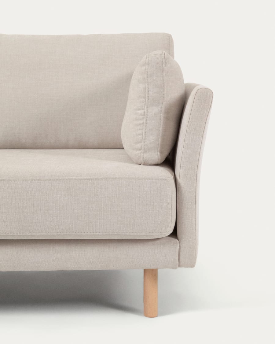 3θ καναπές Gilma με ανάκλινδρο αριστερά/δεξιά, μπεζ, πόδια σε φυσικό φινίρισμα, 261 εκ