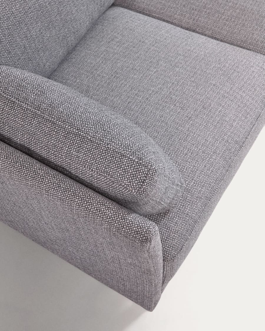 Gilma 3 seater with right/left-hand chaise longue, light grey, natural wood legs, 260 cm