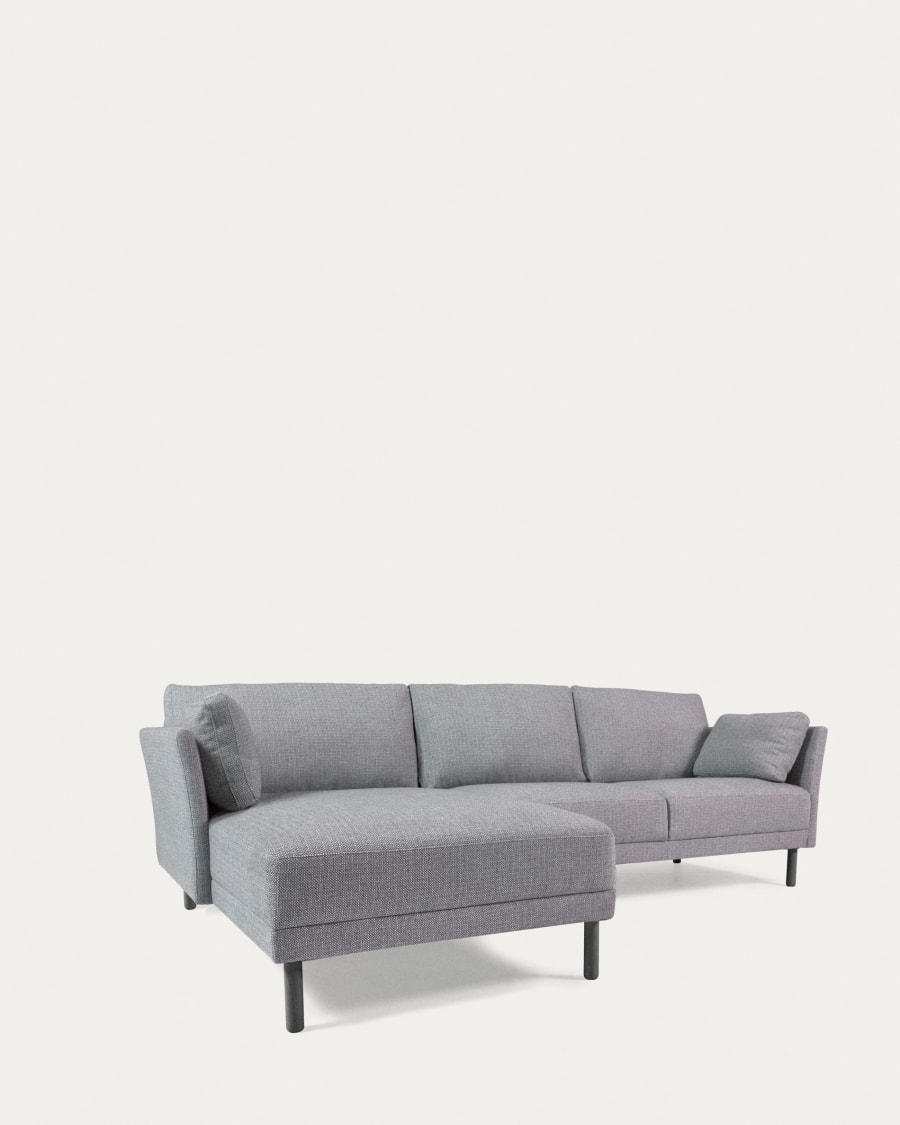 Divano Gilma 3 posti chaise longue destra/sinistra grigio chiaro con piedini neri 260 cm