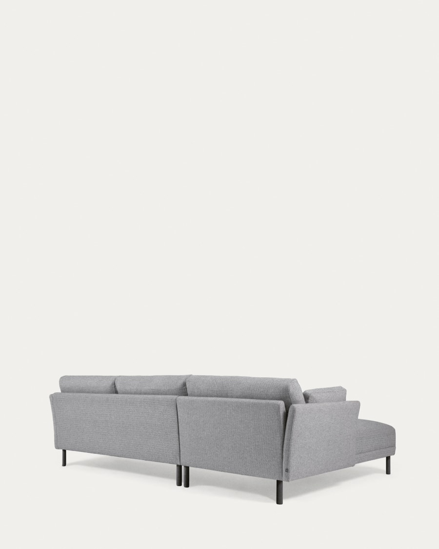Divano Gilma 3 posti chaise longue destra/sinistra grigio chiaro con piedini neri 260 cm