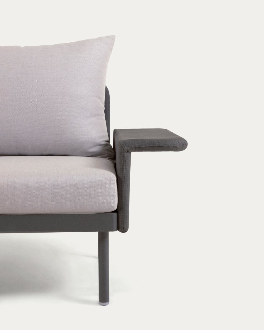 Zaltana outdoor corner sofa and table set in matt dark grey aluminium, 164 cm