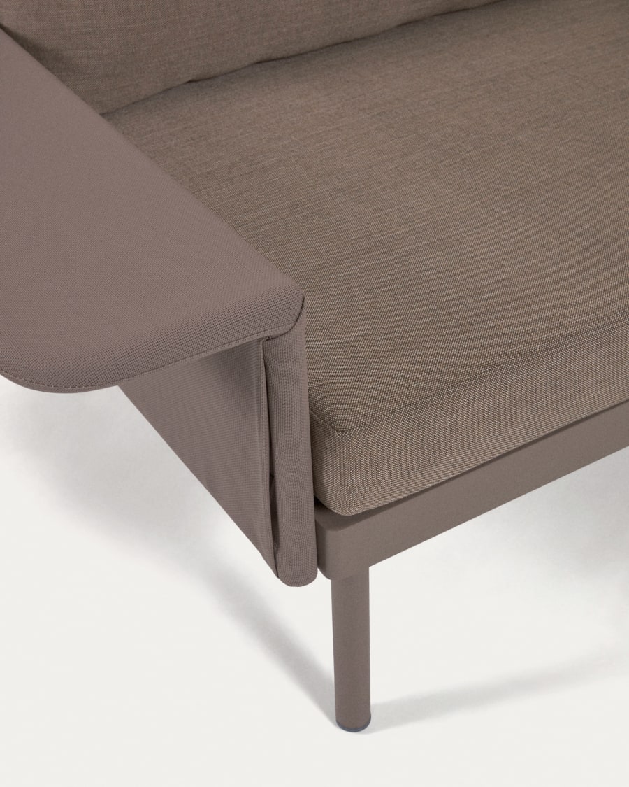 Zaltana outdoor corner sofa and table set in matte brown aluminium, 164 cm