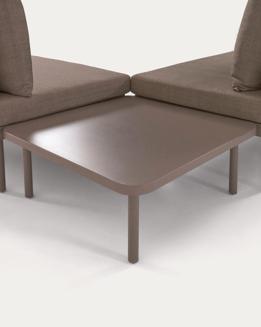 Zaltana outdoor corner sofa and table set in matte brown aluminium, 164 cm