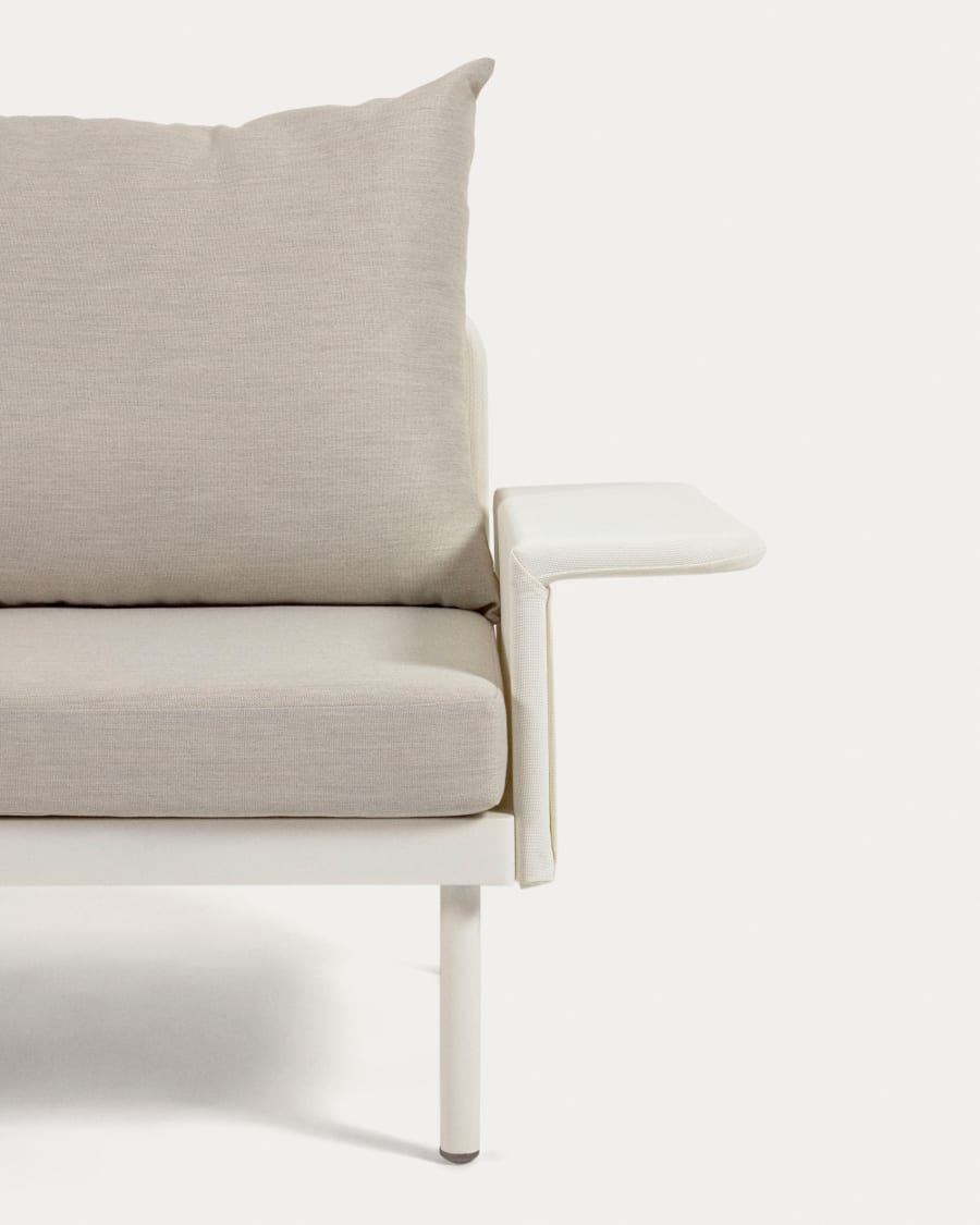 Zaltana outdoor corner sofa and table set in matte white aluminium, 164 cm