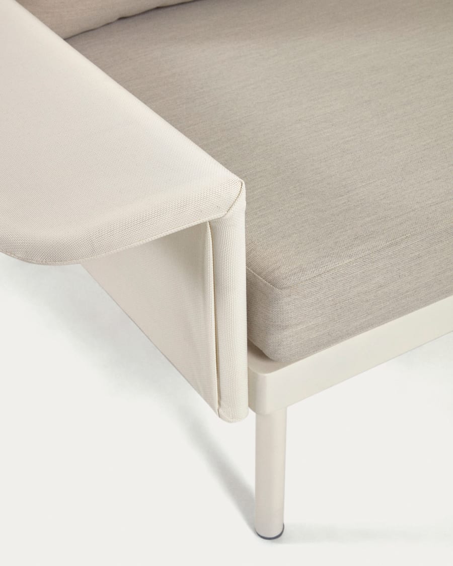 Zaltana outdoor corner sofa and table set in matte white aluminium, 164 cm