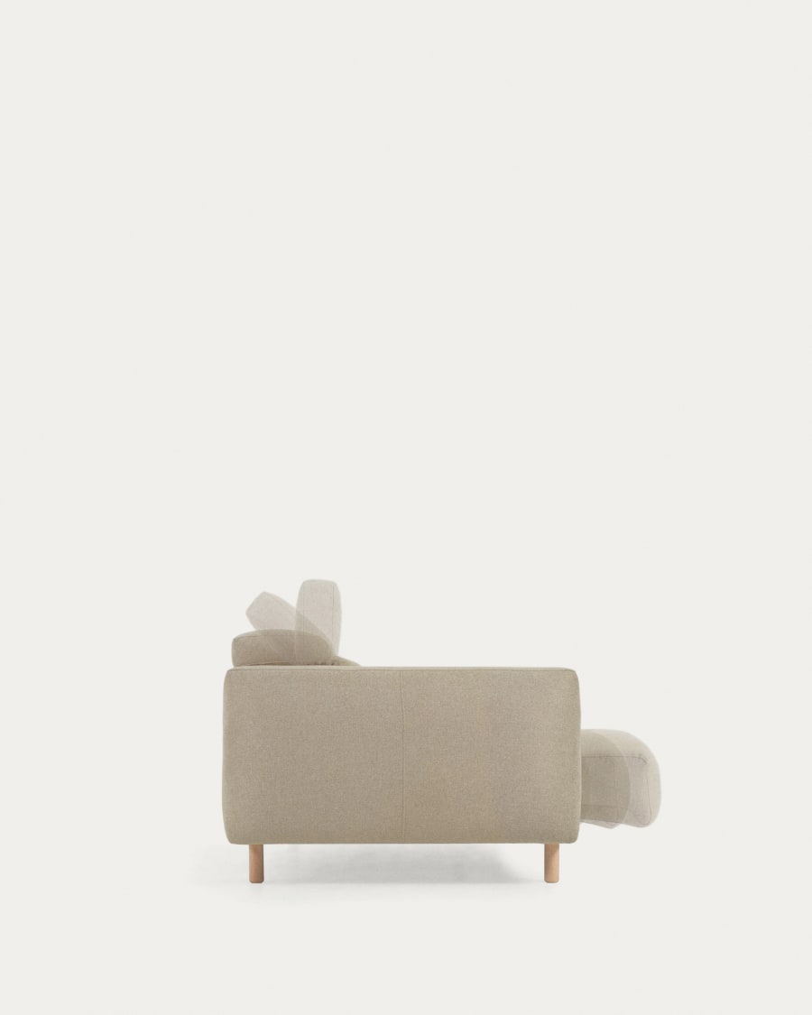 Singa 3 seater sofa with reclining headrest and extendable seat in beige 215 cm FSC Mix Credit