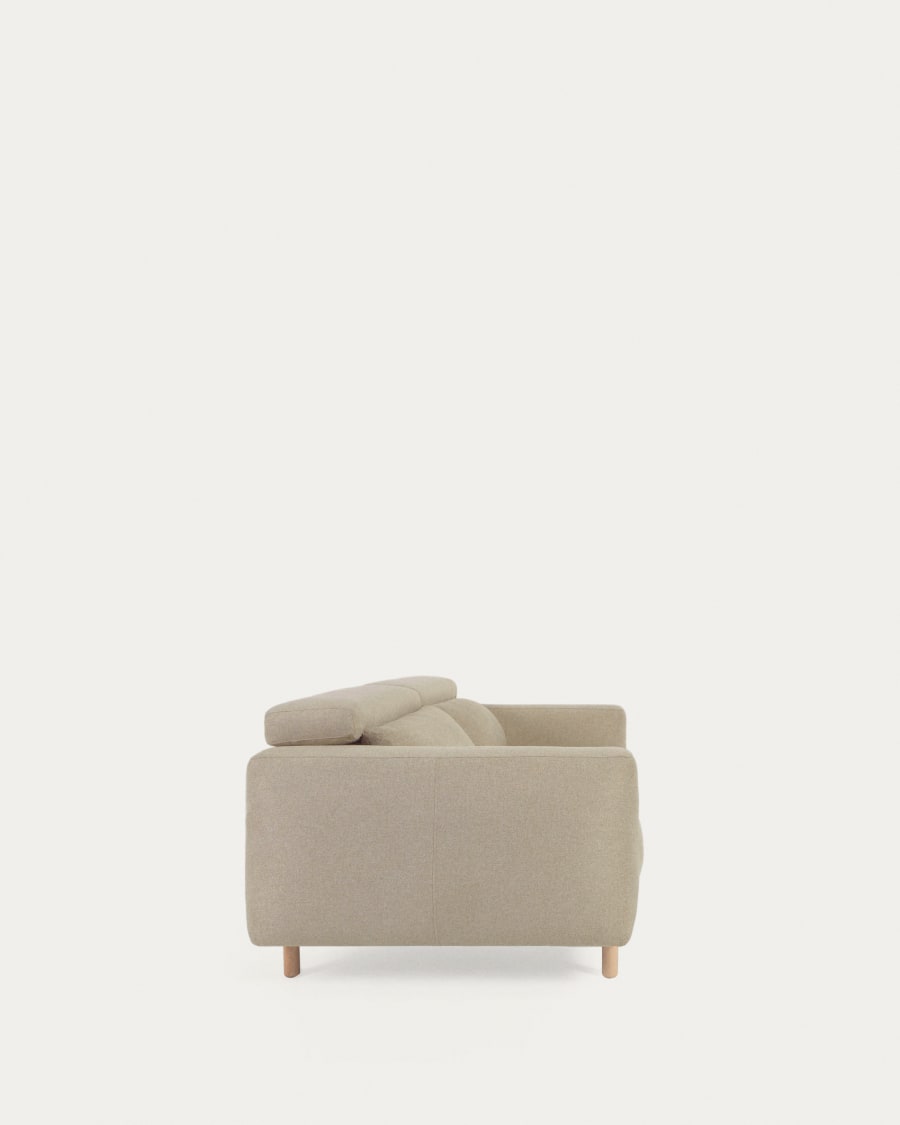 Singa 3 seater sofa with reclining headrest and extendable seat in beige 215 cm FSC Mix Credit