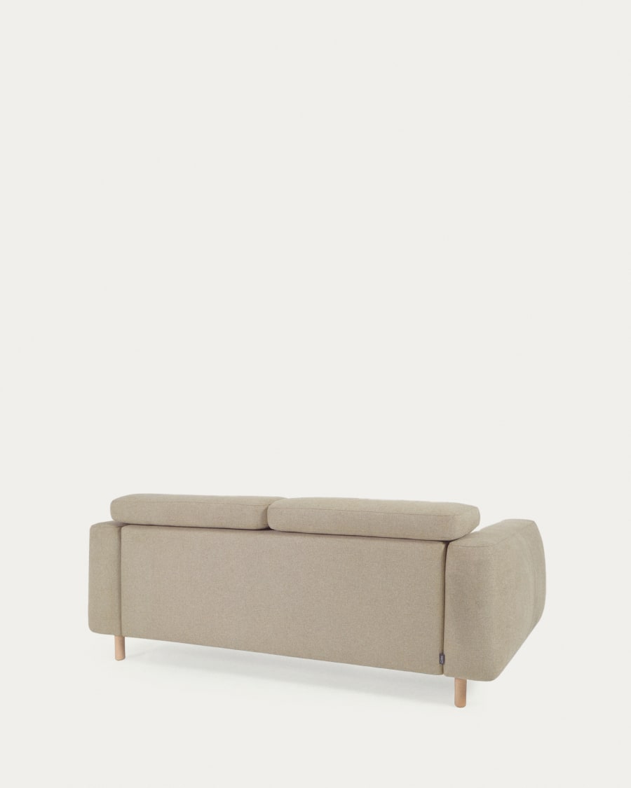 Singa 3 seater sofa with reclining headrest and extendable seat in beige 215 cm FSC Mix Credit