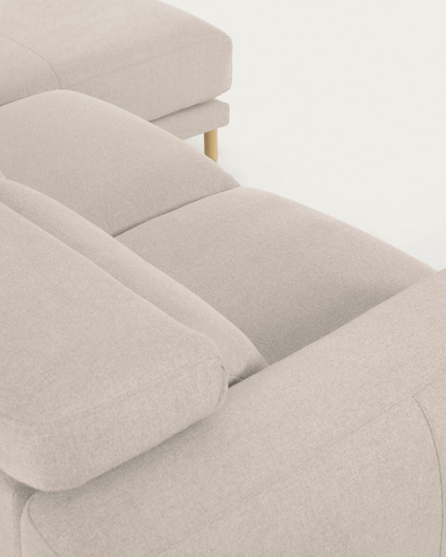 Singa 3-Sitzer Sofa mit Chaiselongue rechts, verstellbarer Kopfstütze und ausziehbarem Sitz weiß 296 cm