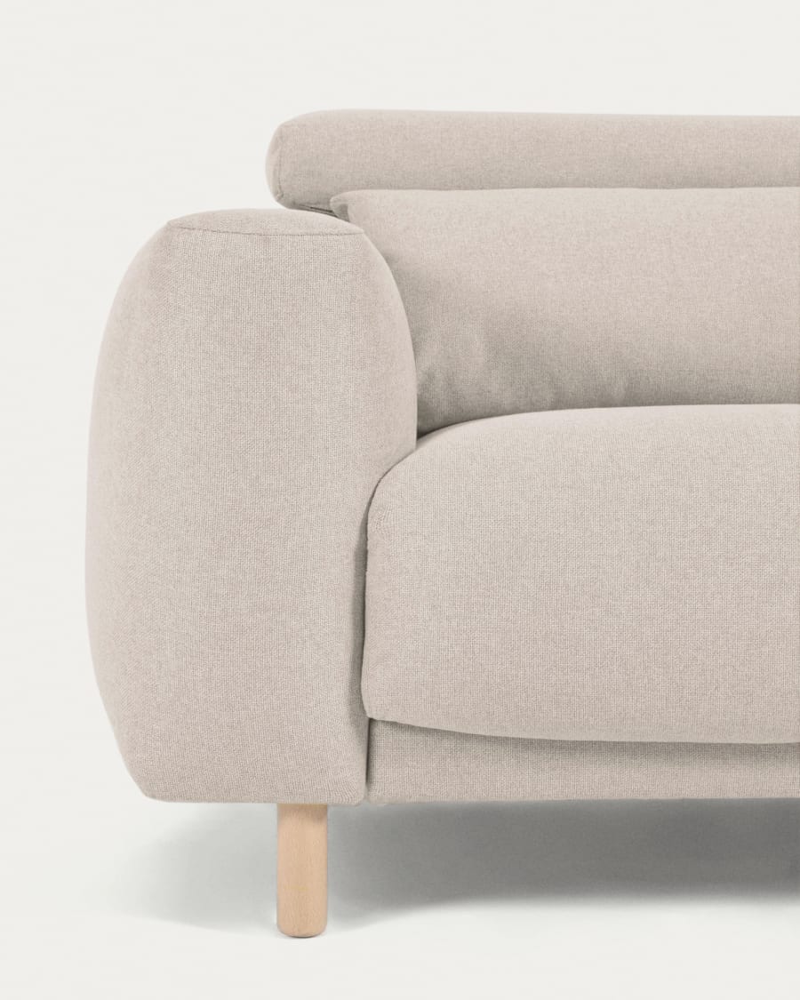 Singa 3-Sitzer Sofa mit Chaiselongue rechts, verstellbarer Kopfstütze und ausziehbarem Sitz weiß 296 cm