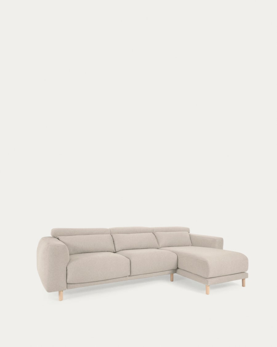 Singa 3-Sitzer Sofa mit Chaiselongue rechts, verstellbarer Kopfstütze und ausziehbarem Sitz weiß 296 cm