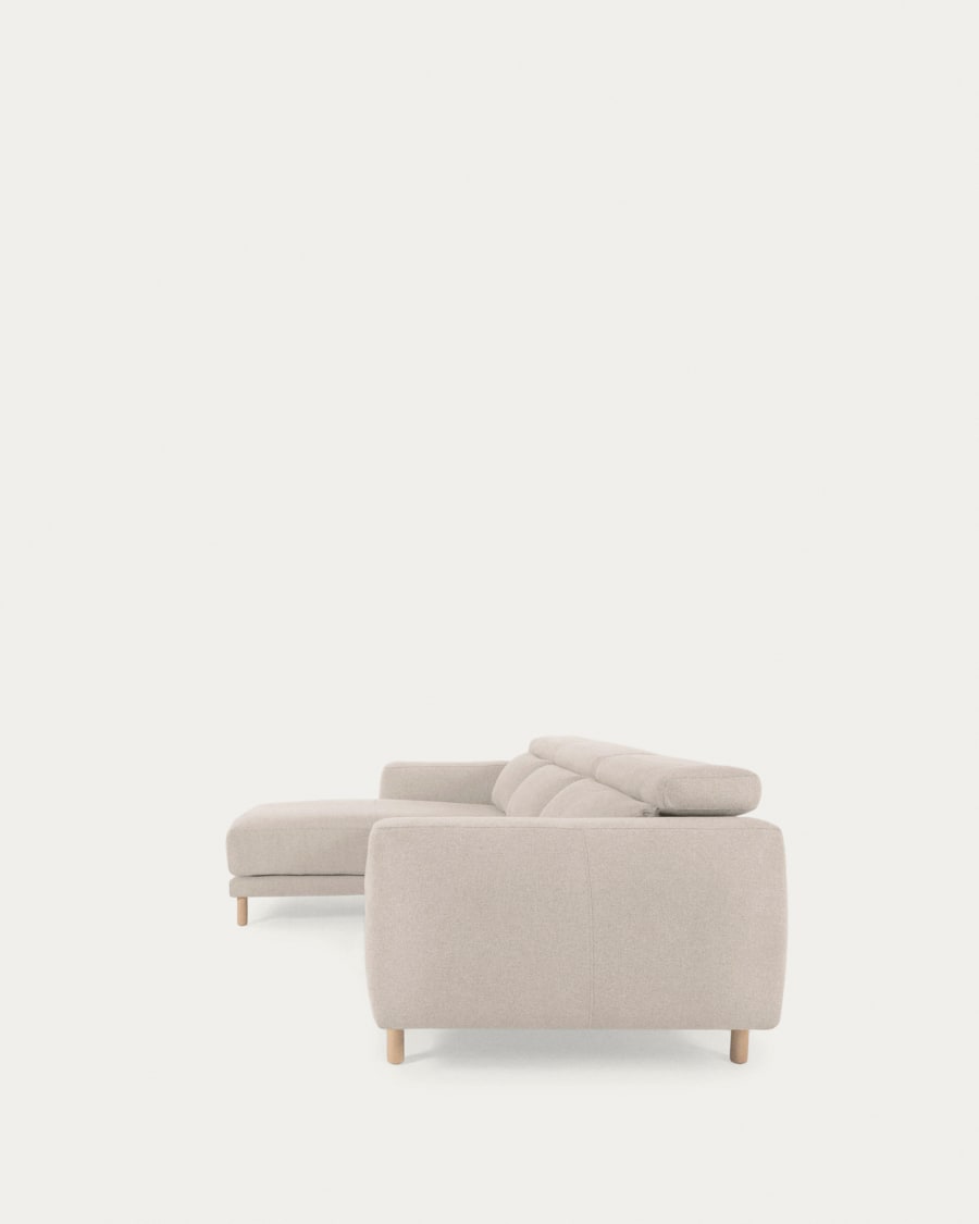 Singa 3-Sitzer Sofa mit Chaiselongue rechts, verstellbarer Kopfstütze und ausziehbarem Sitz weiß 296 cm