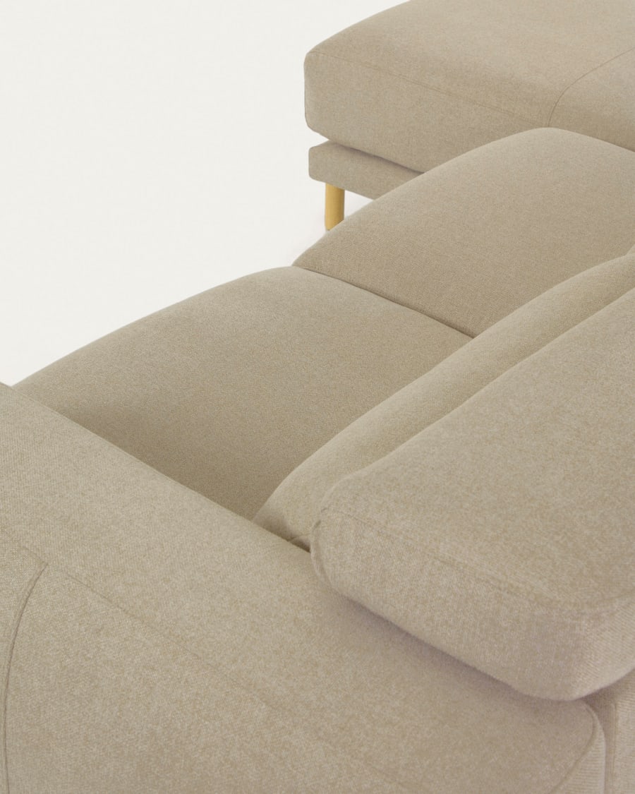 Singa 3 seater sofa with left-hand chaise longue, reclining headrest and extendable seat in beige 296 cm FSC Mix Credit