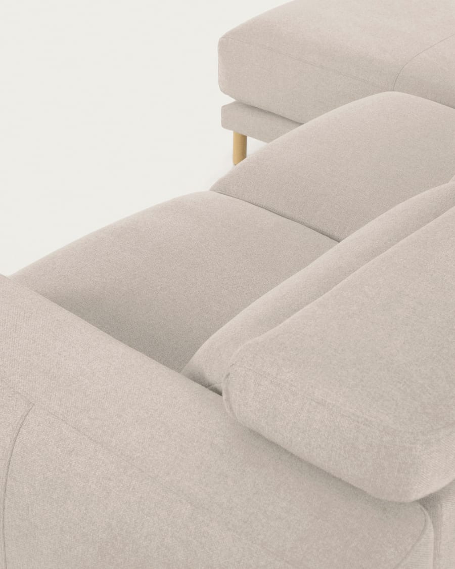 Singa 3-Sitzer Sofa mit Chaiselongue links, verstellbarer Kopfstütze und ausziehbarem Sitz weiß 296 cm