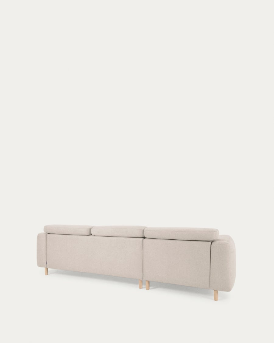 Singa 3-Sitzer Sofa mit Chaiselongue links, verstellbarer Kopfstütze und ausziehbarem Sitz weiß 296 cm
