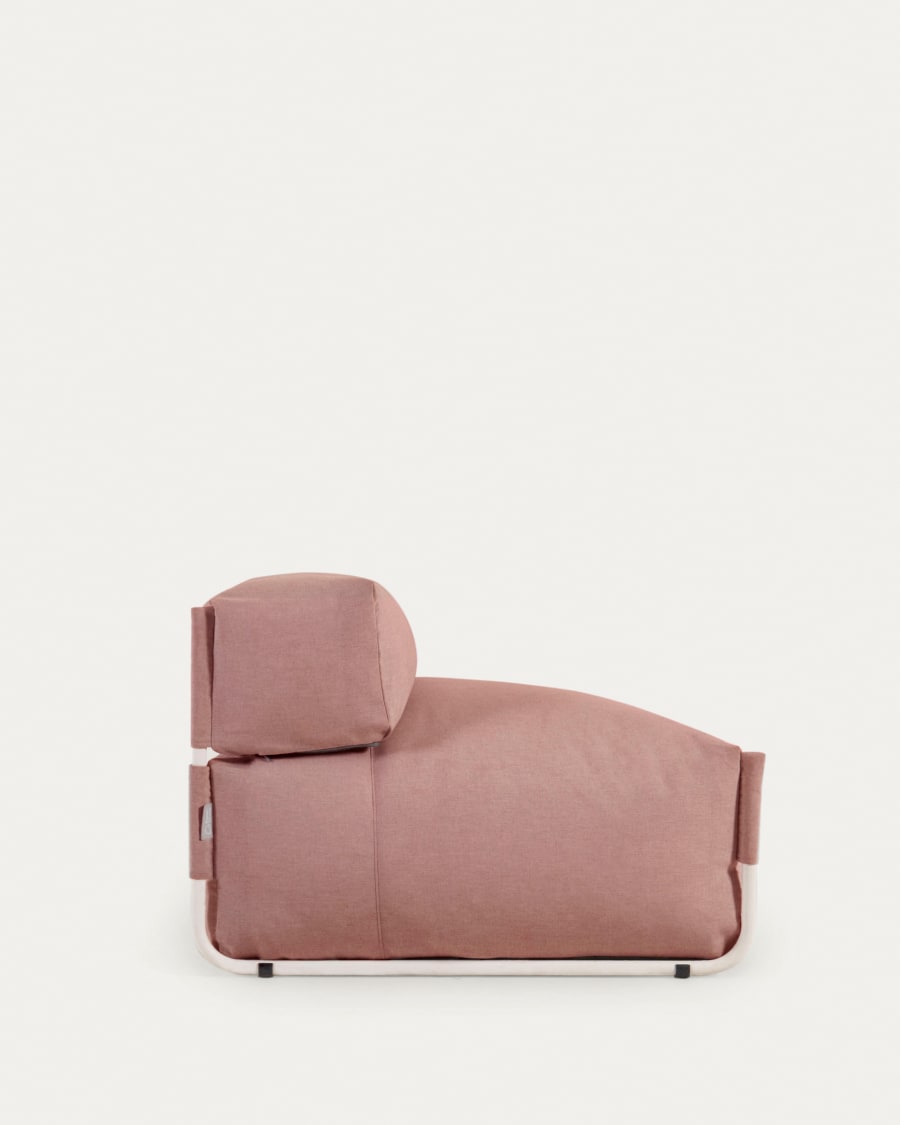 Pouf canapé modulaire extérieur avec dossier Square terracotta aluminium blanc 101x101 cm