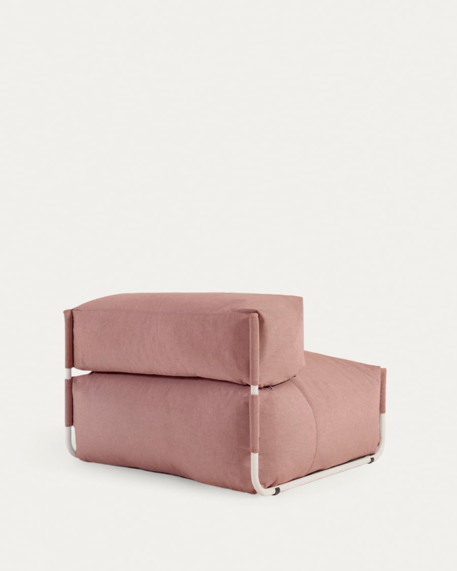 Pouf canapé modulaire extérieur avec dossier Square terracotta aluminium blanc 101x101 cm
