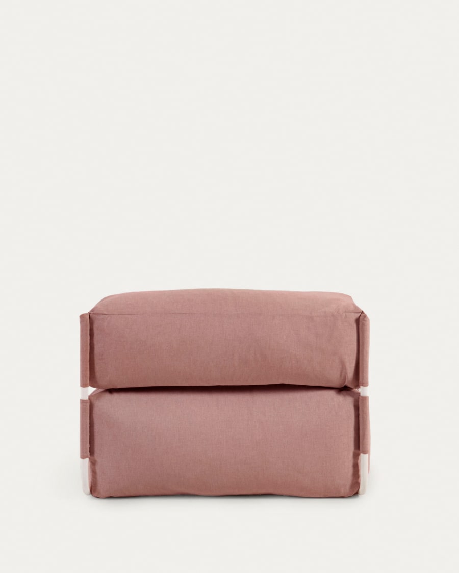 Pouf canapé modulaire extérieur avec dossier Square terracotta aluminium blanc 101x101 cm