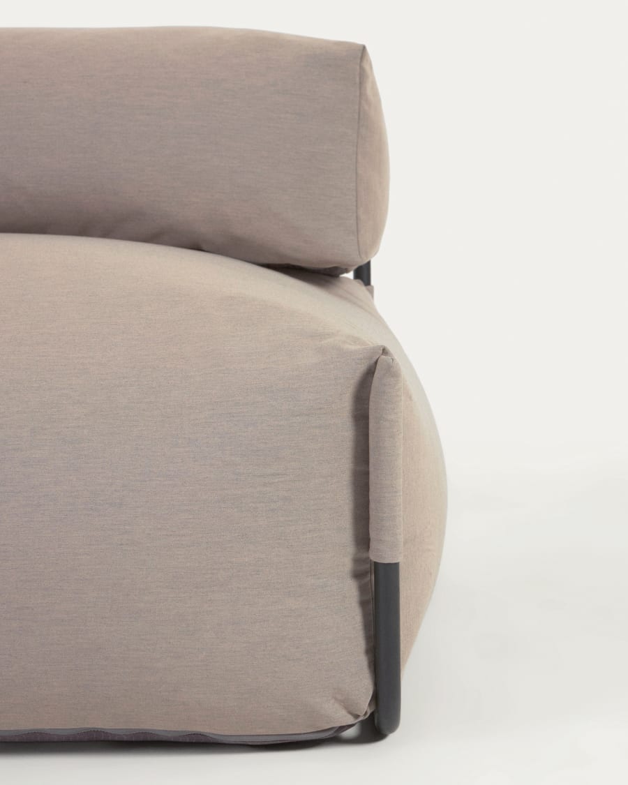 Square modular 100% outdoor sofa pouffe w/ backrest, green with black aluminium, 101x101cm