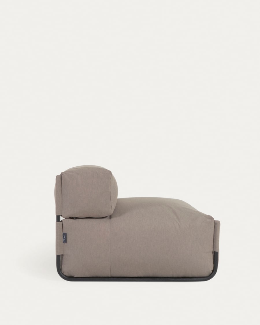 Square modular 100% outdoor sofa pouffe w/ backrest, green with black aluminium, 101x101cm