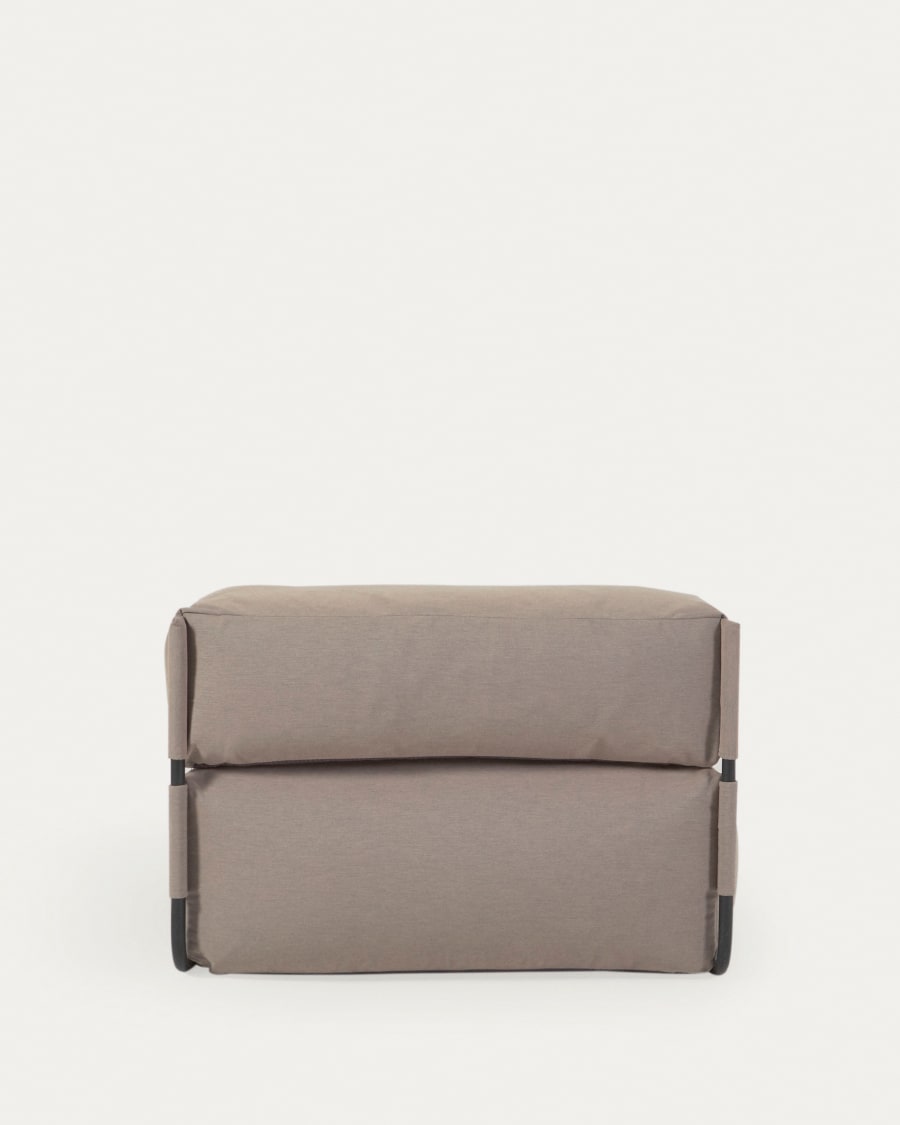 Square modular 100% outdoor sofa pouffe w/ backrest, green with black aluminium, 101x101cm