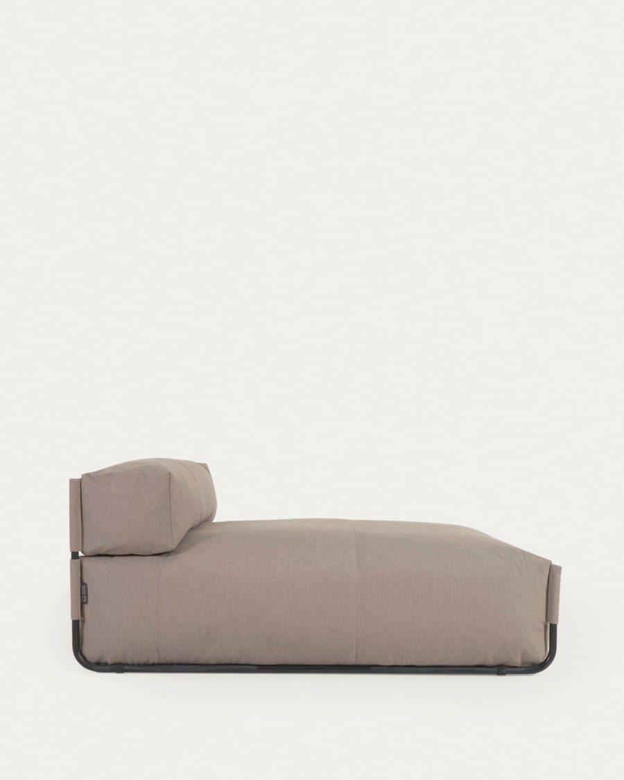 Square chaise longue pouffe with backrest in green with black aluminium, 165 x 101 cm