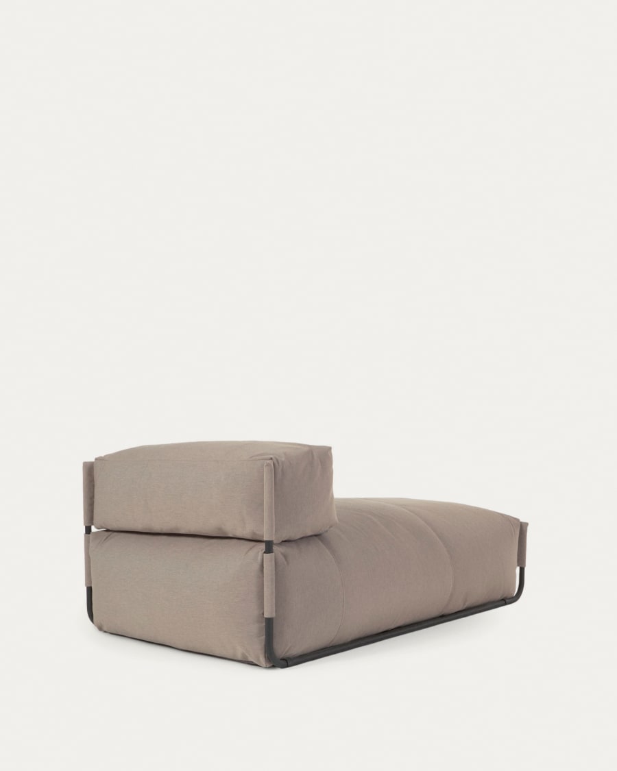Square chaise longue pouffe with backrest in green with black aluminium, 165 x 101 cm
