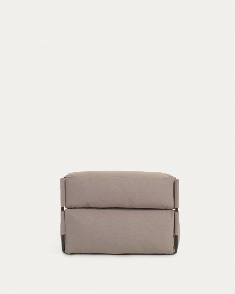 Square chaise longue pouffe with backrest in green with black aluminium, 165 x 101 cm