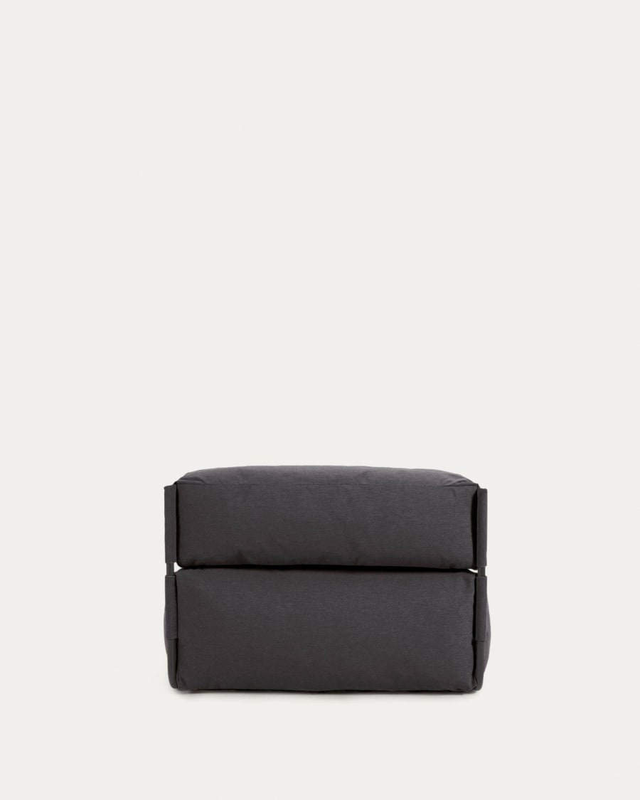 Square chaise longue pouffe with backrest in dark grey with black aluminium, 165 x 101 cm