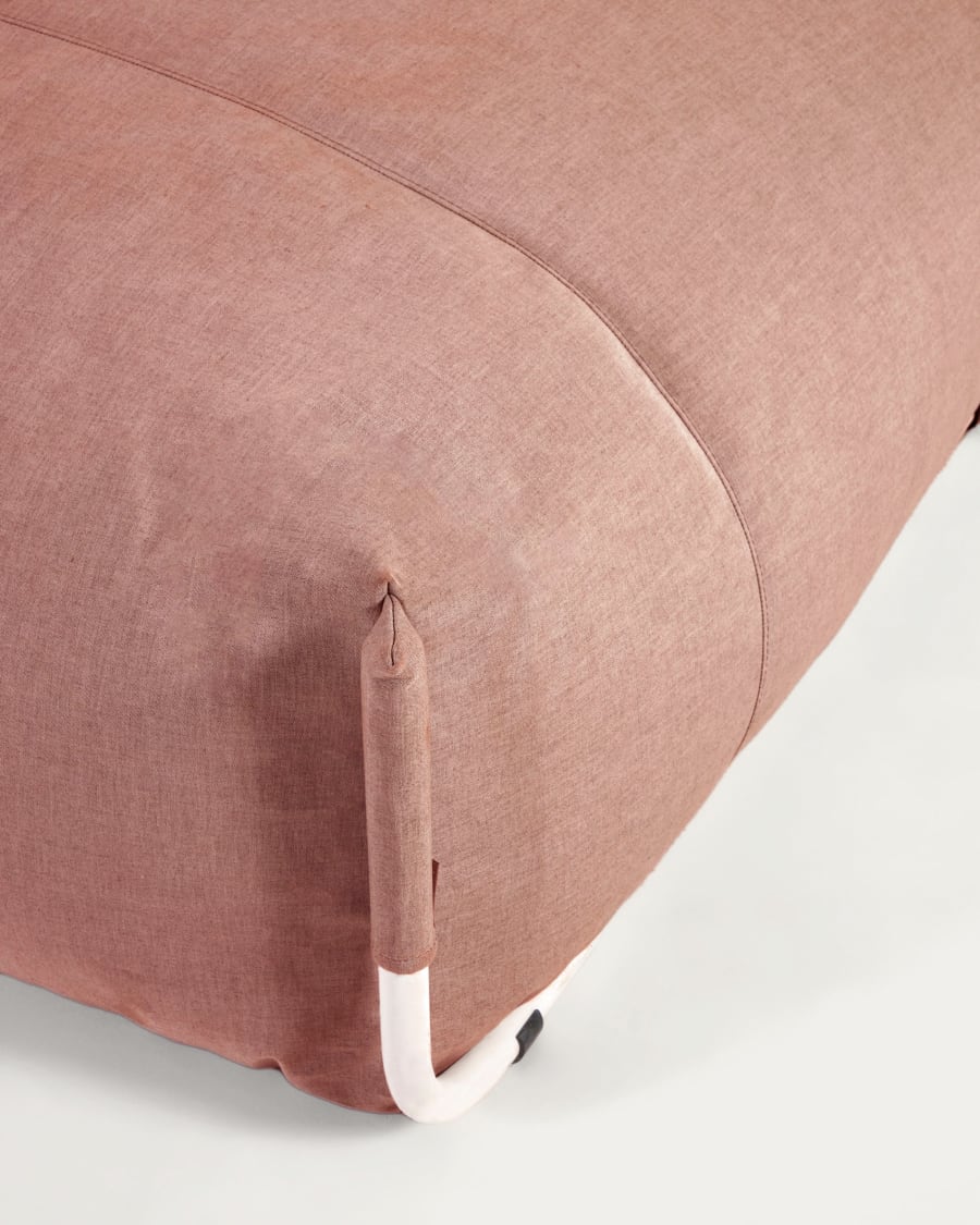 Square modular 100% outdoor sofa pouffe in terracotta with white aluminium, 101 x 101 cm