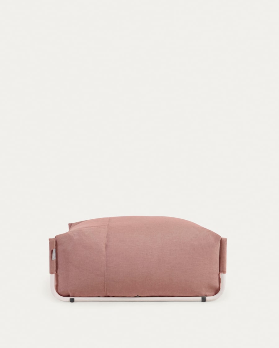 Square modular 100% outdoor sofa pouffe in terracotta with white aluminium, 101 x 101 cm