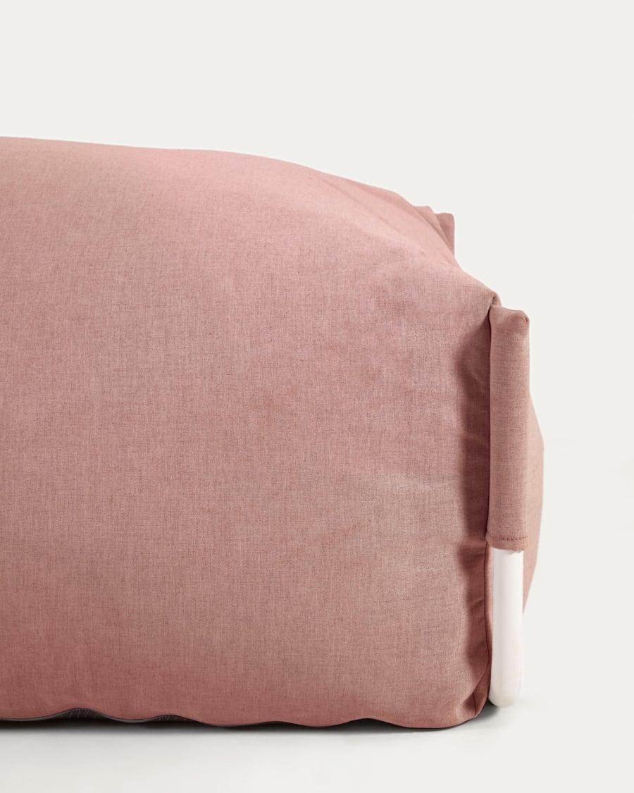 Square modular 100% outdoor sofa pouffe in terracotta with white aluminium, 101 x 101 cm