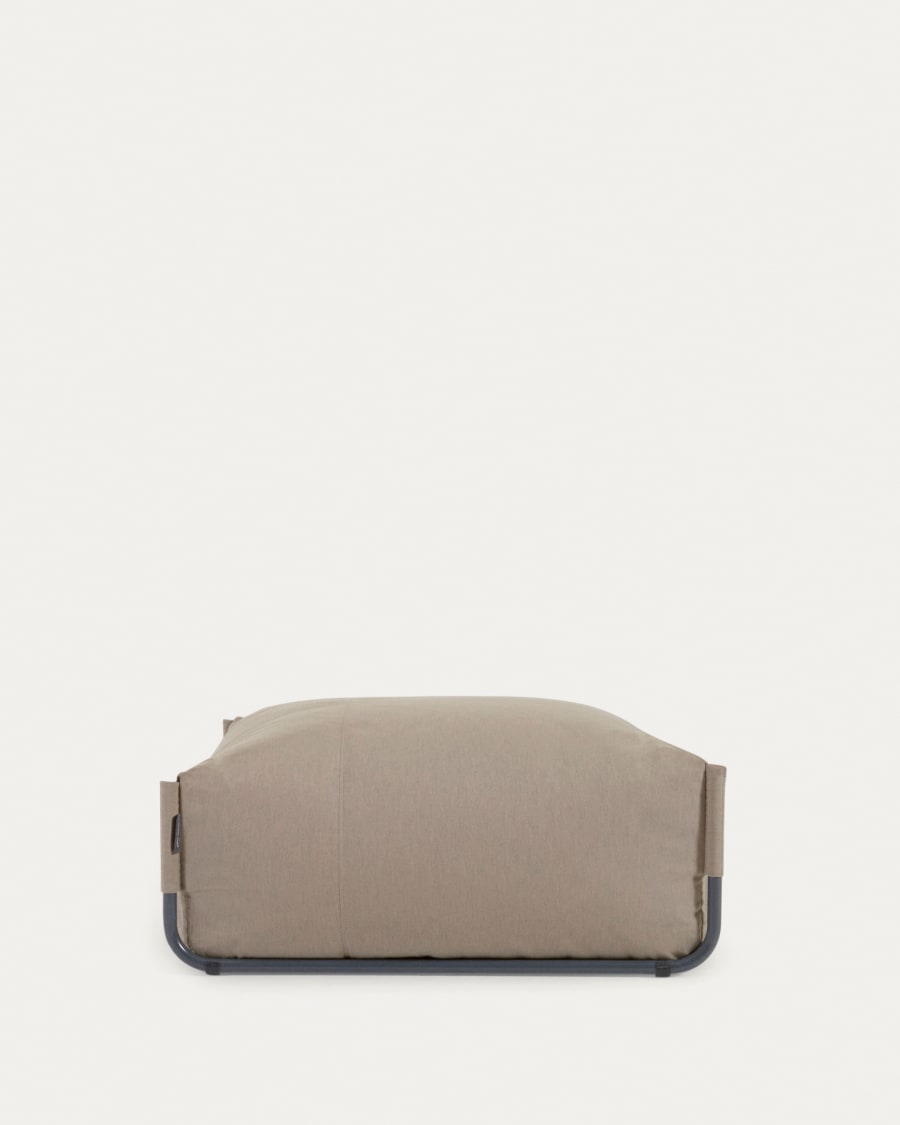Square modular 100% outdoor sofa pouffe in green with black aluminium, 101 x 101 cm