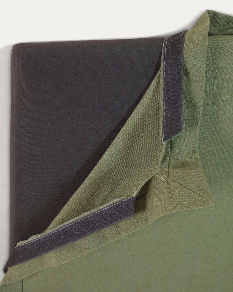 Tanit headboard with green linen removable cover, for 160 cm beds