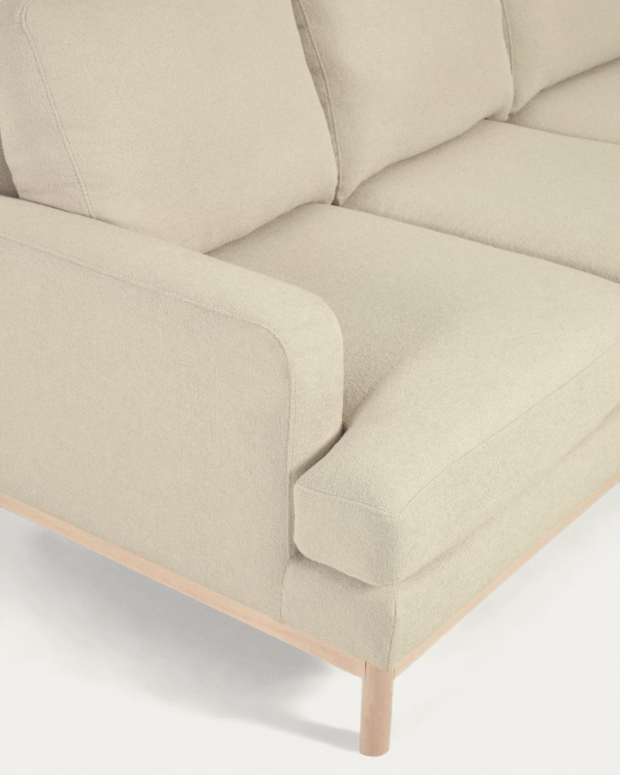 Mihaela 3 seater sofa in white micro bouclé, 203 cm FSC Mix Credit