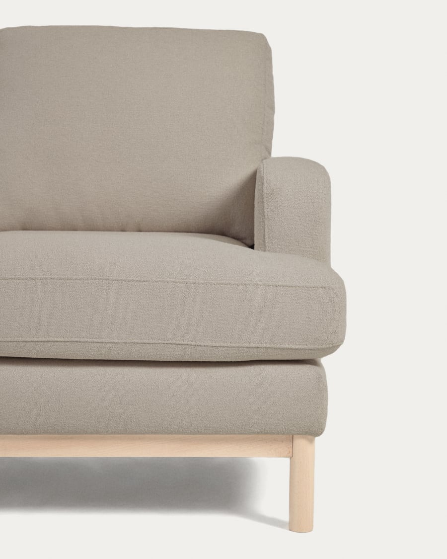 Mihaela 3 seater sofa with right-hand chaise longue in grey micro bouclé, 264 cm FSC Mix Credit