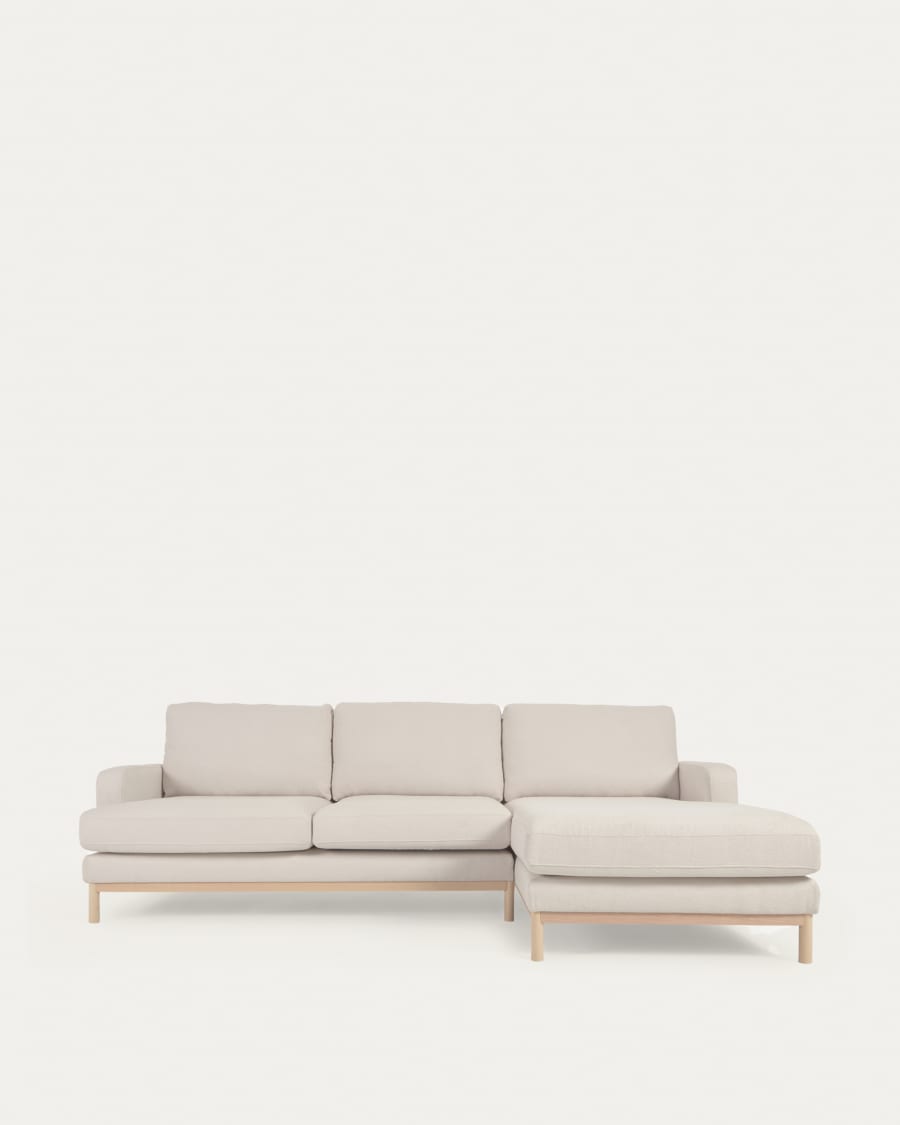 Mihaela 3 seater sofa with right-hand chaise longue in white micro bouclé, 264 cm FSC Mix Credit