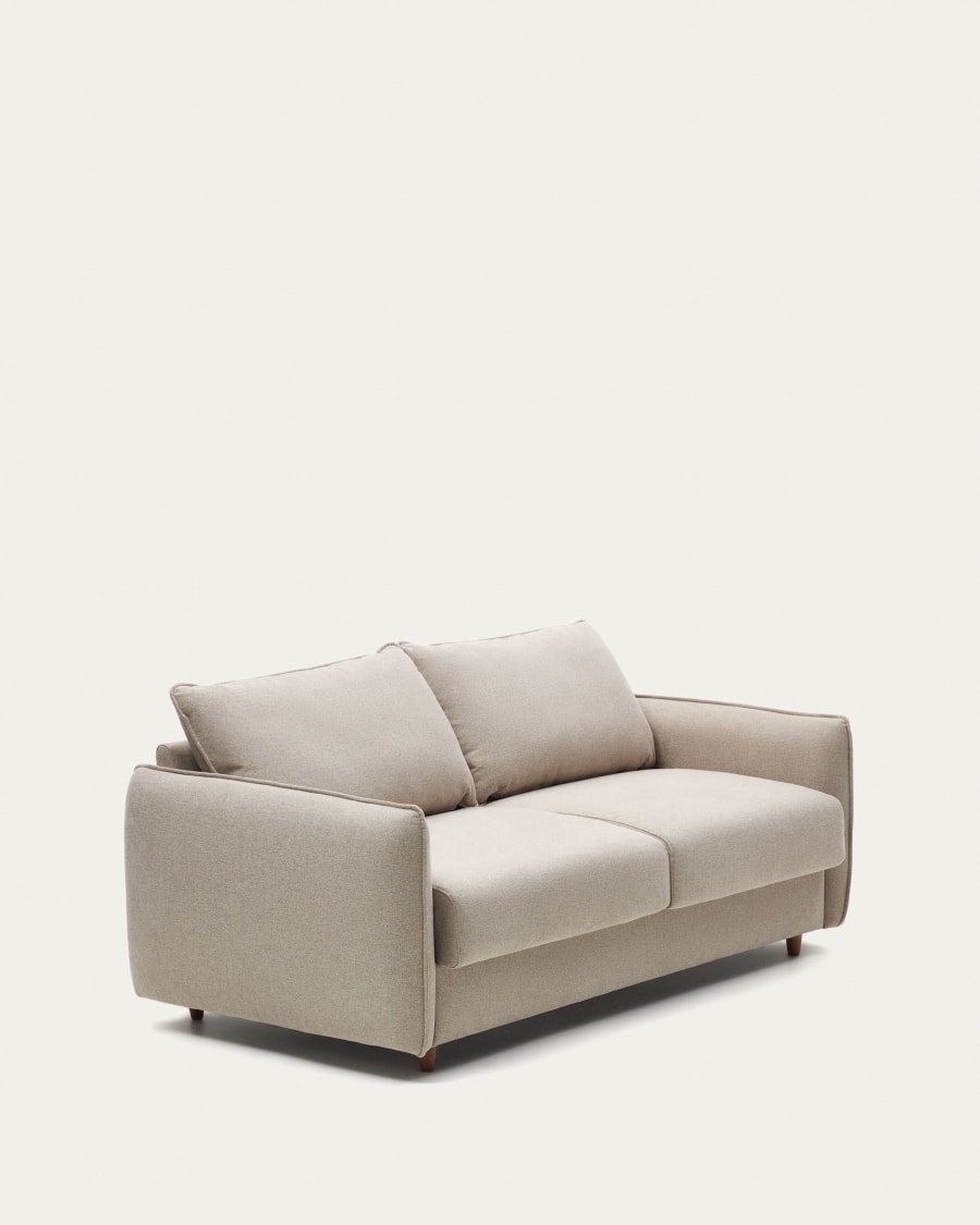 Carlota beige 2-seater sofa bed with solid beech wood legs 185cm FSC Mix Credit