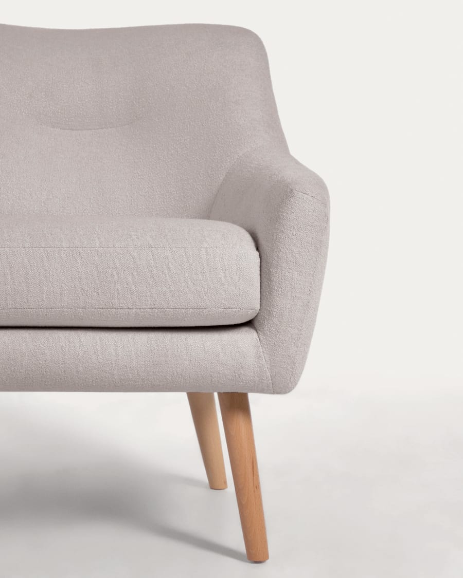 Candela armchair in grey micro bouclé FSC Mix Credit
