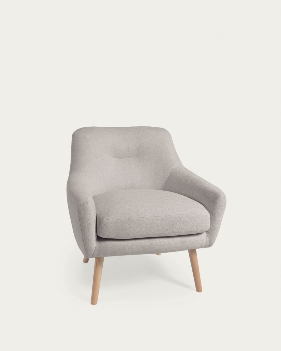 Candela armchair in grey micro bouclé FSC Mix Credit