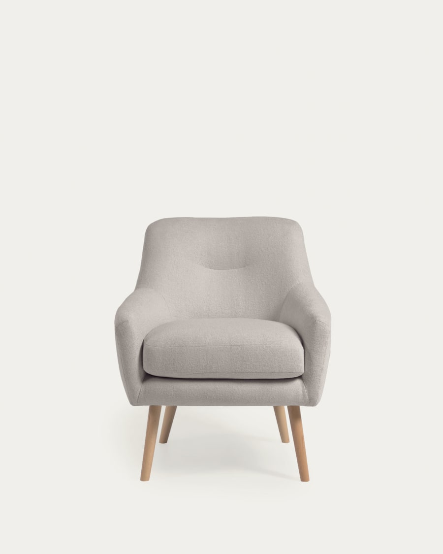 Candela armchair in grey micro bouclé FSC Mix Credit