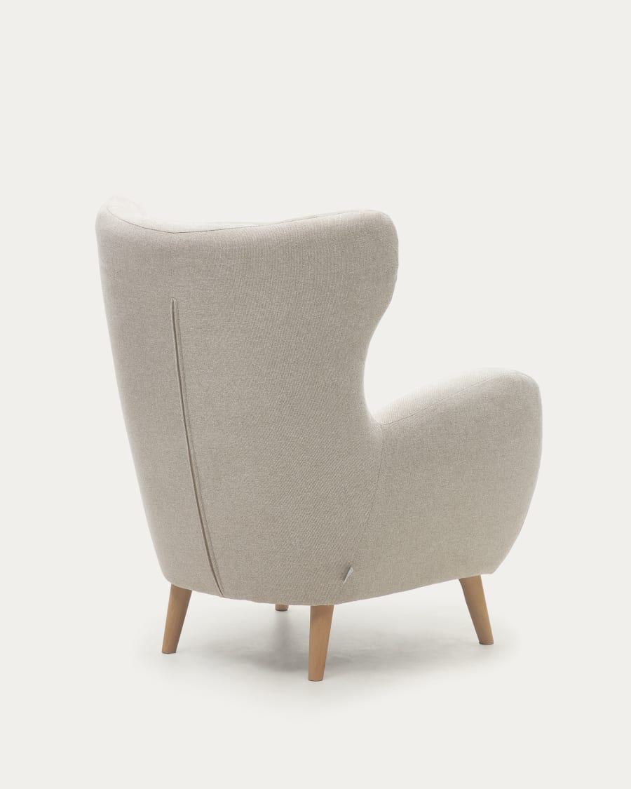 Patio beige armchair with solid beech wood legs FSC Mix Credit