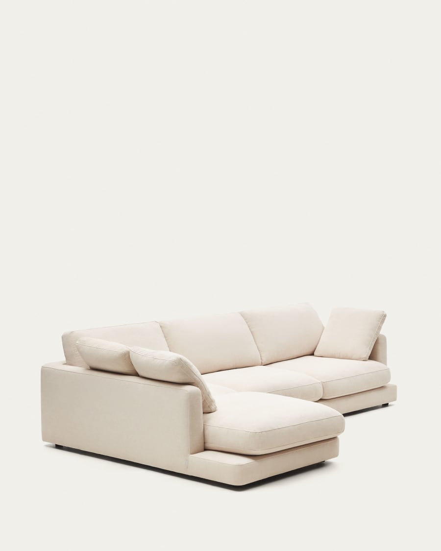 Gala 4 seater sofa with left side chaise longue in beige, 300 cm
